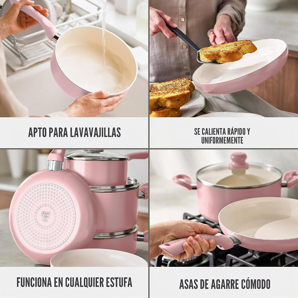 GreenLife Juego de utensilios de cocina antiadherentes de 16 piezas...