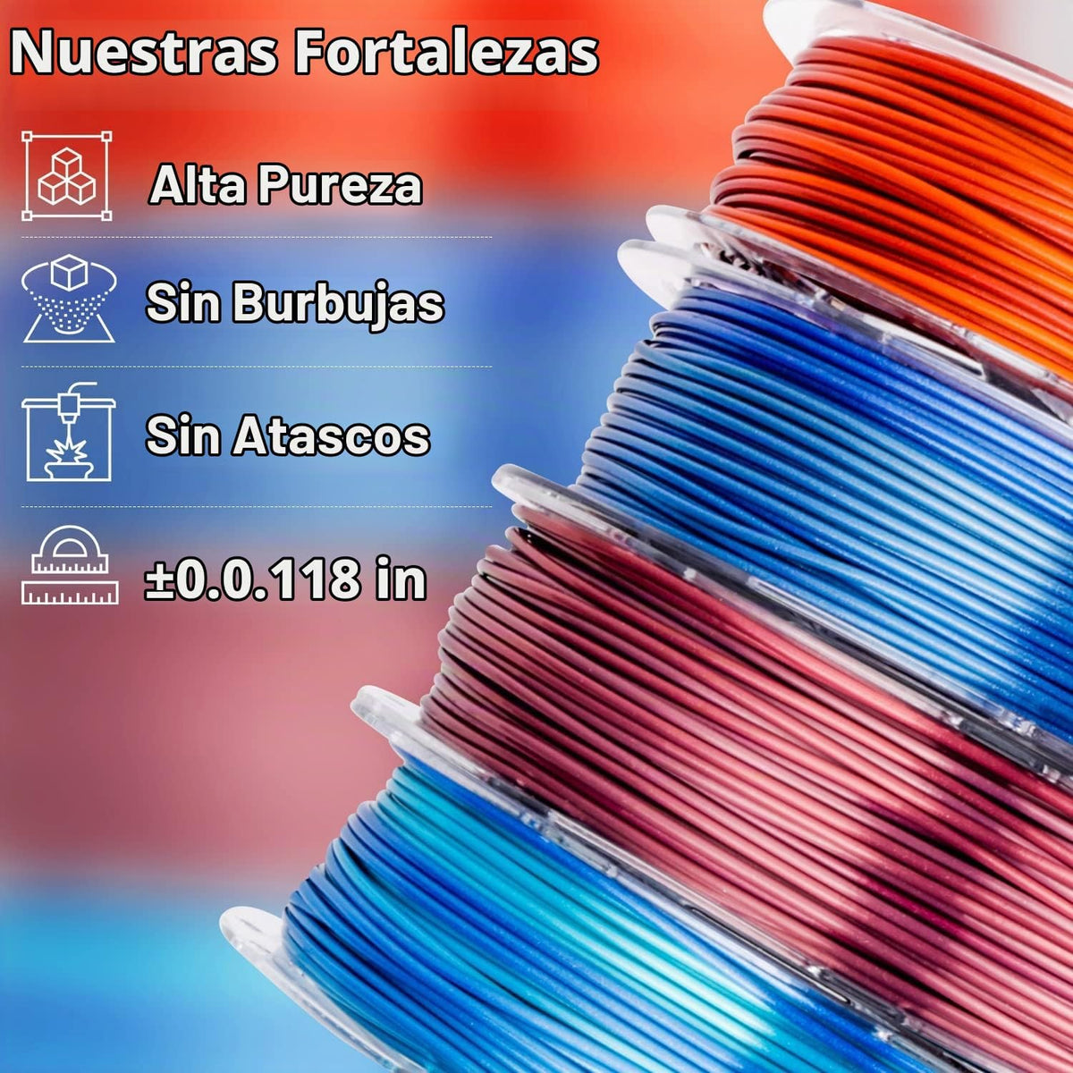 AMOLEN Paquete de filamento PLA de seda, para impresora 3D, degrada...