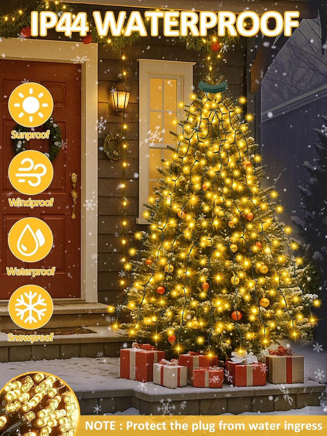 592 luces LED fáciles para árbol de Navidad, control de voz, luces...