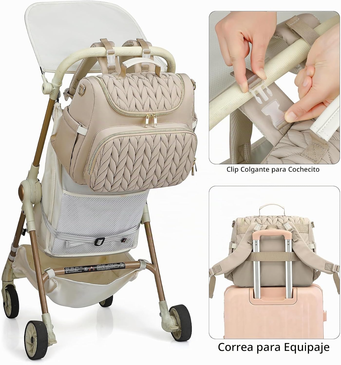 Bevkois Mochila pequeña para pañales acolchada, mini bolsa cruzada...