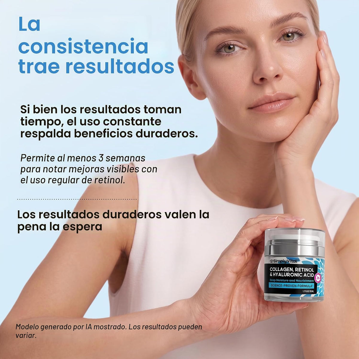 SimplyVital Crema hidratante facial Retinol Colágeno Ácido Hialurón...
