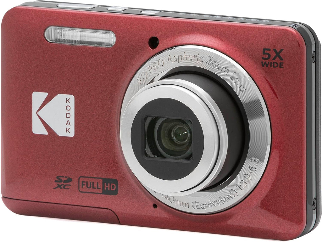 Kodak PIXPRO FZ55 - Cámara digital roja de 16 MP con zoom óptico 5X...