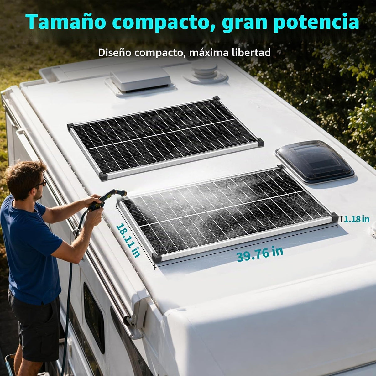 EtnalSolar Panel solar 100W, 25,6% de alta eficiencia N-tipo 18BB p...