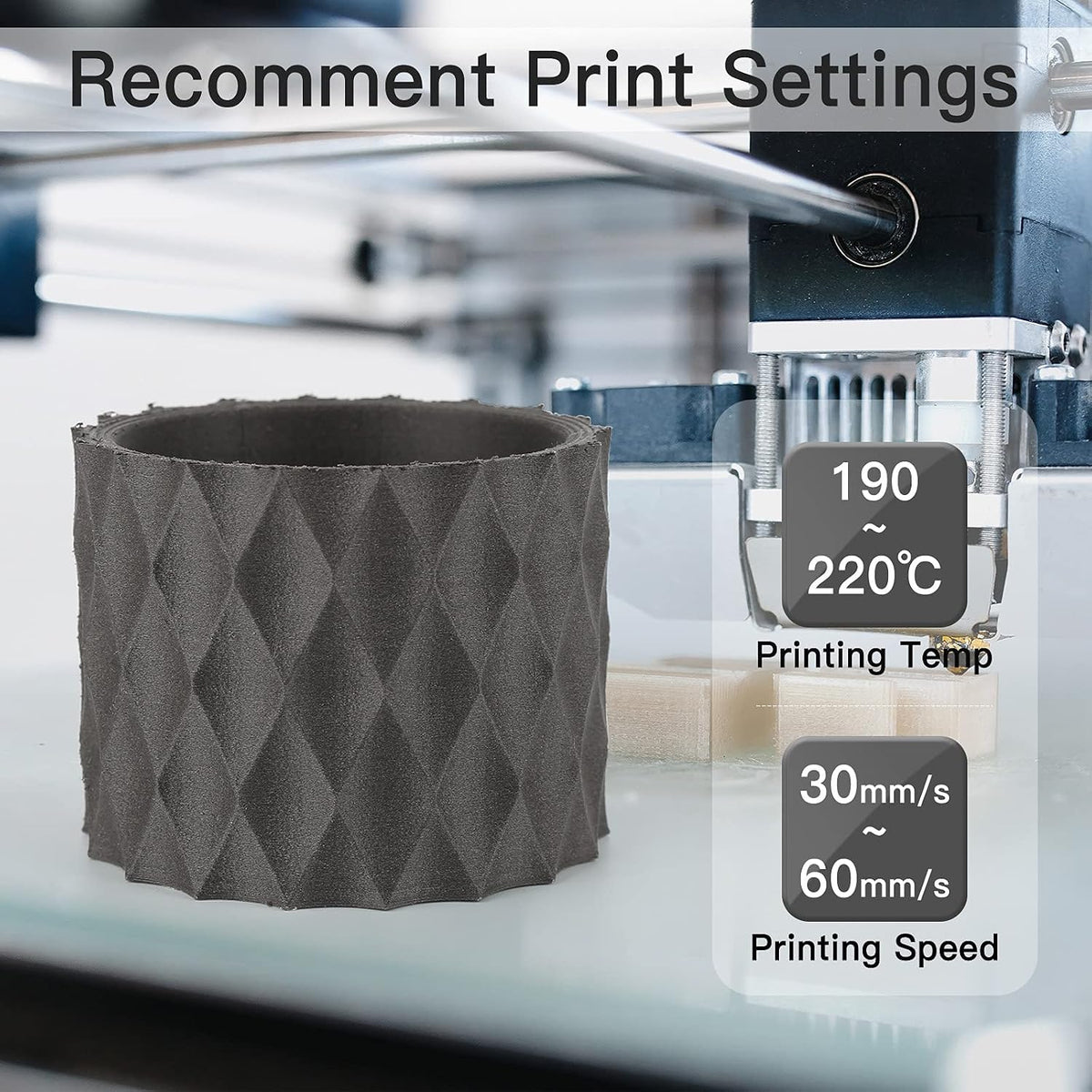 AMOLEN Filamento PLA de madera para impresora 3D, color nogal, cere...