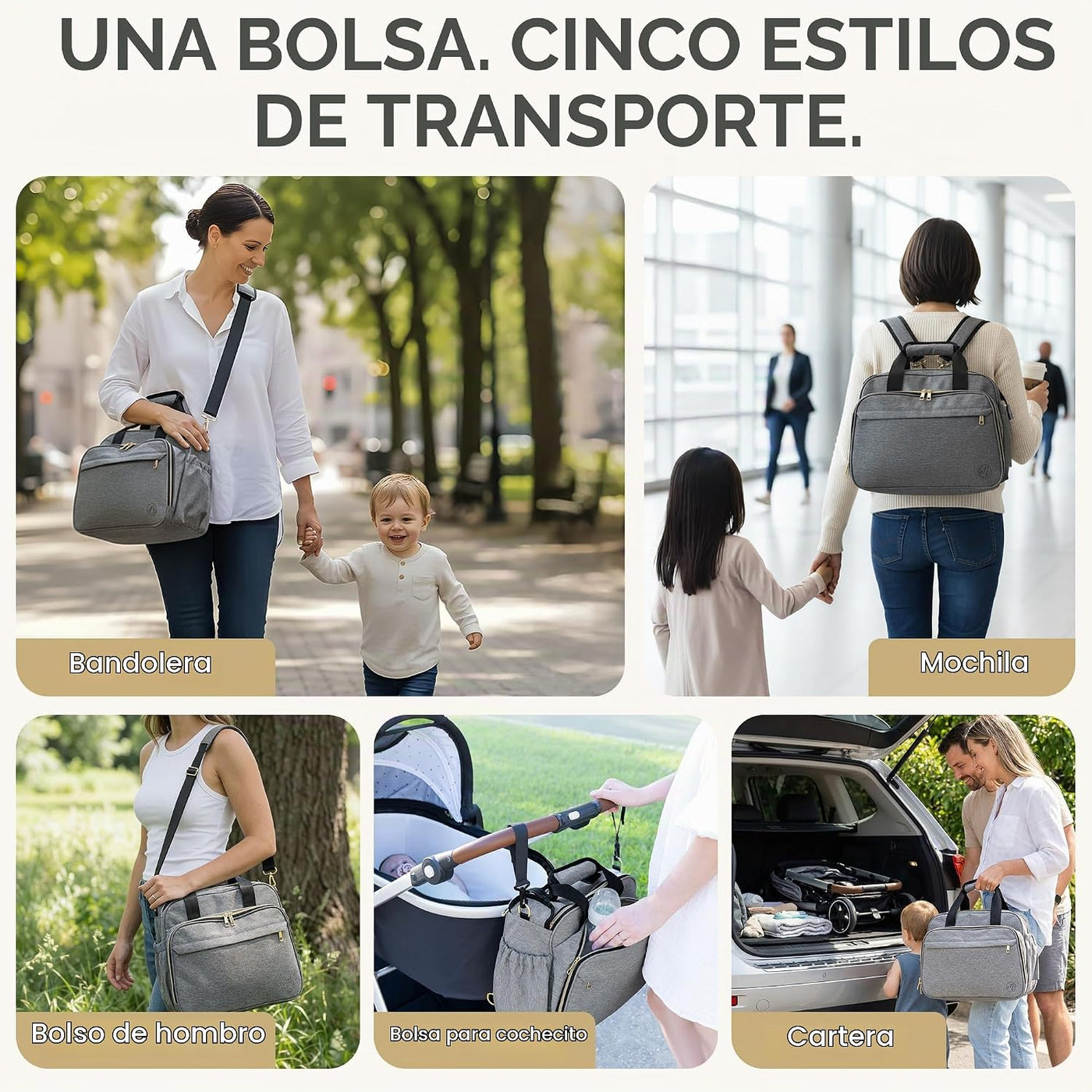 Mellories Bolsa de pañales convertible 4 en 1 para bebé, se convier...