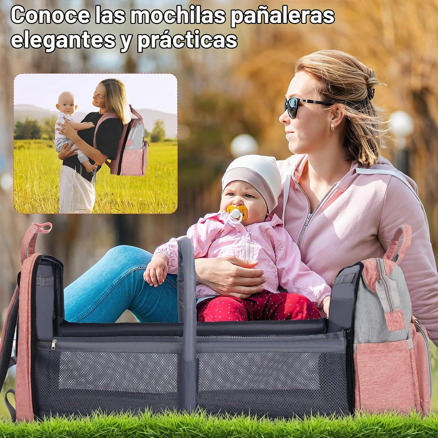 Mochila de Pañales, Mochila de Pañales para Bebé, Gran Capacidad Mu...