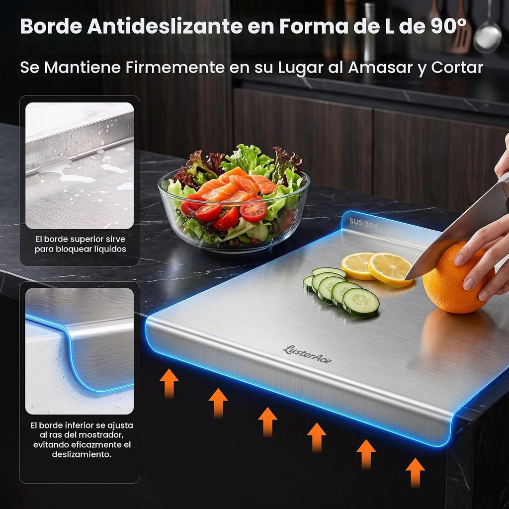 Tabla de cortar de acero inoxidable 304 con borde, tablas de cortar...