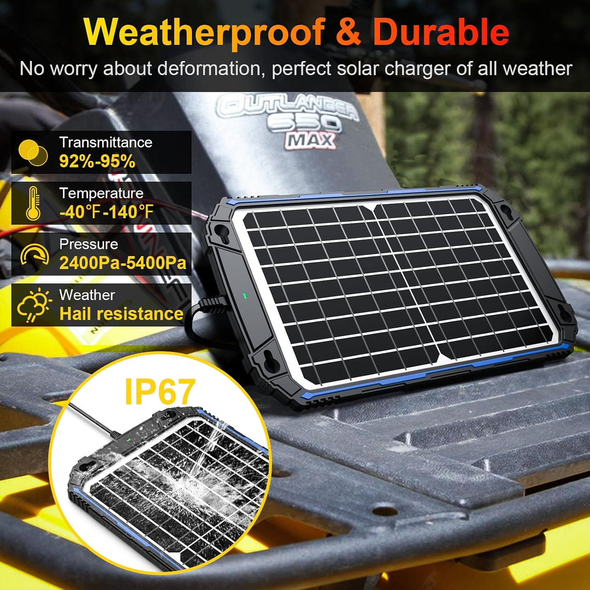 SUNER POWER Cargador de batería solar impermeable de 12 W 12 V y ma...