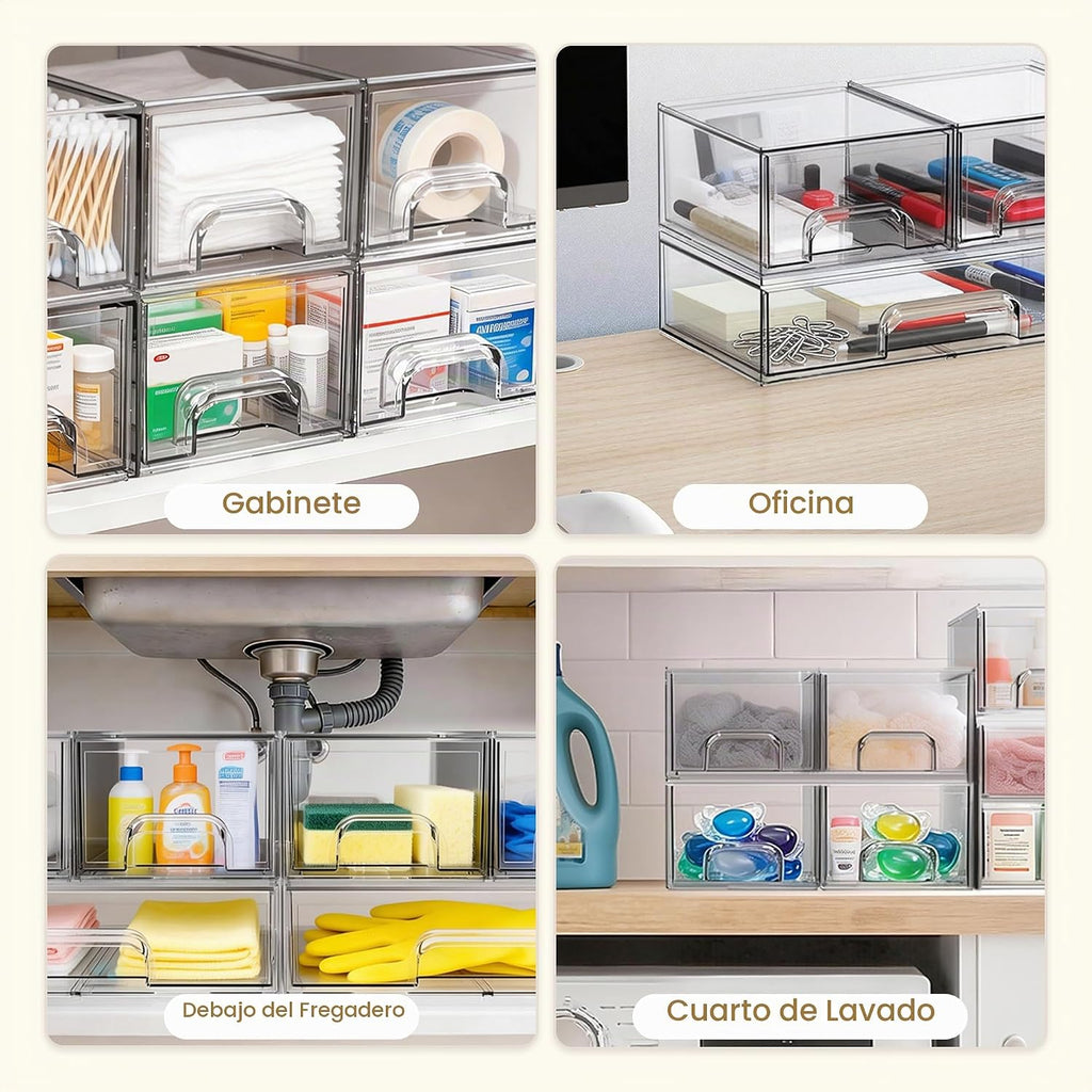 Criusia Cajones de almacenamiento apilables, paquete de 6 organizad...