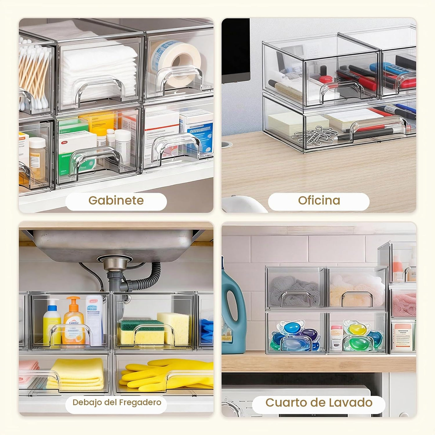 Criusia Cajones de almacenamiento apilables, paquete de 6 organizad...