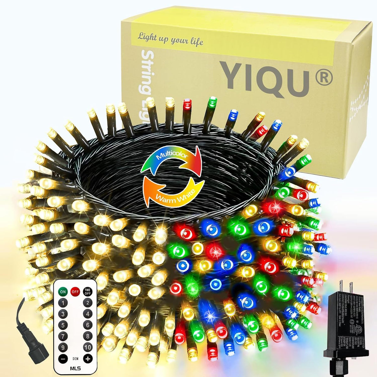 Luz navideña que cambia de color conectable de 100 LED de 42,8 pies...