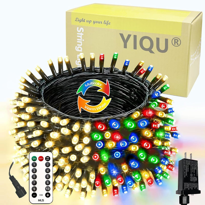 Luz navideña que cambia de color conectable de 100 LED de 42,8 pies...
