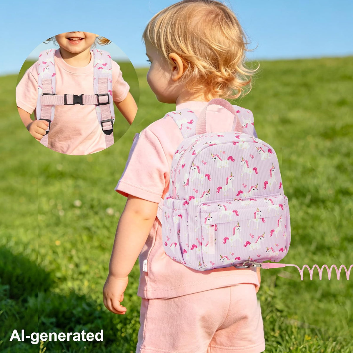 KingCheer Mochila de pana para niños pequeños con correa desmontabl...