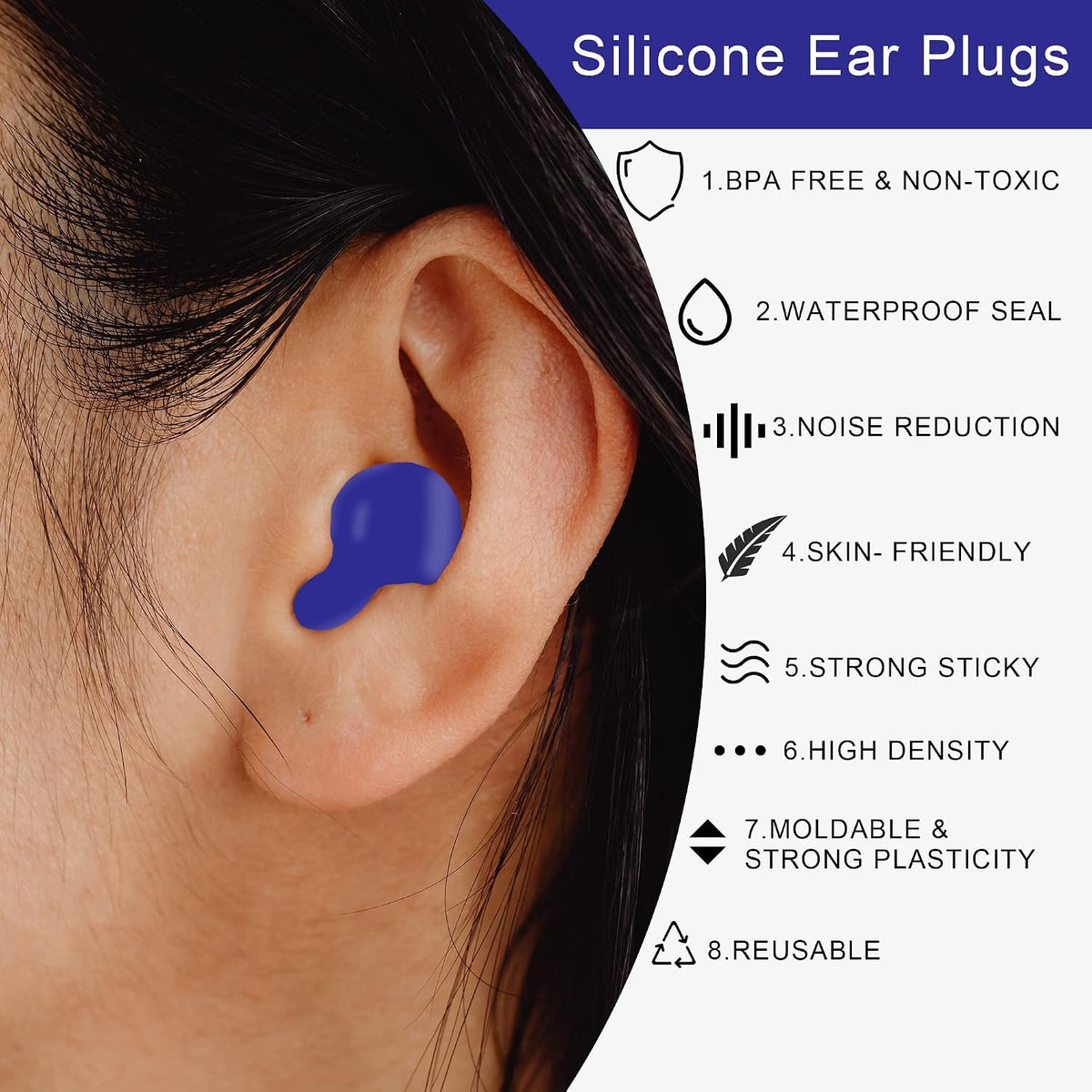 EXGOX 7 pares de tapones de silicona para los oídos para dormir con...