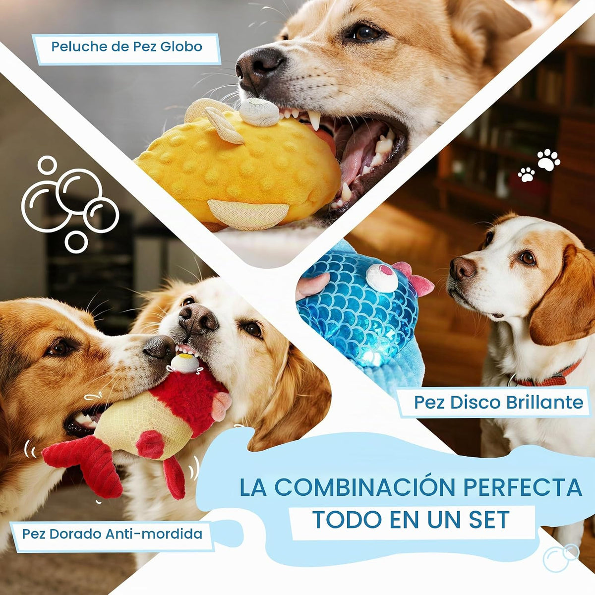 Nocciola - Juguetes resistentes para perros, juguetes chirriantes p...