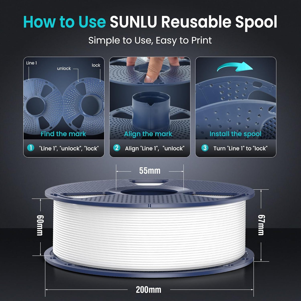 SUNLU Filamento PLA para impresora 3D, multicolor, paquete de 4 | B...