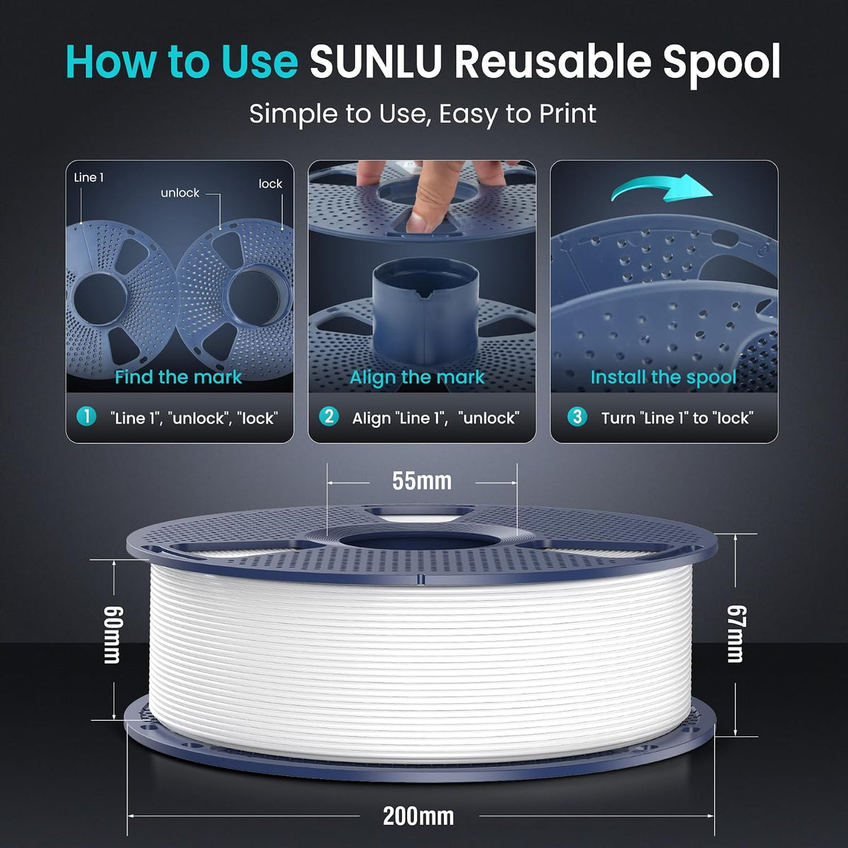 SUNLU Filamento PLA para impresora 3D, multicolor, paquete de 4 | N...
