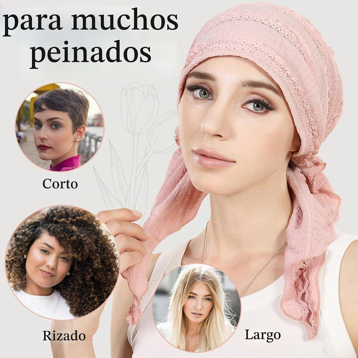 Babalet Gorro sin cordones preatado para mujer, turbante, gorro par...