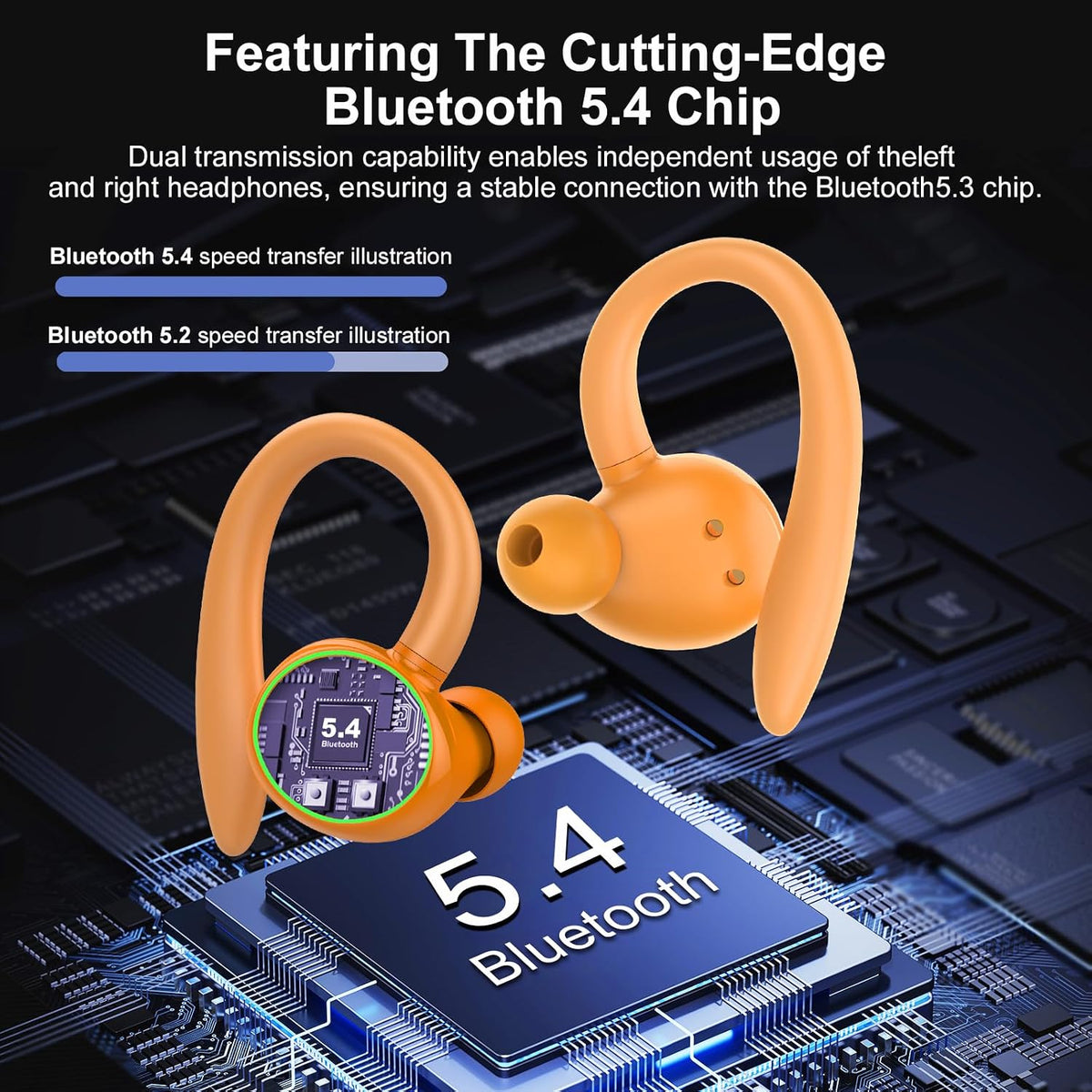 Auriculares inalámbricos, Bluetooth 5.4 Auriculares deportivos sobr...