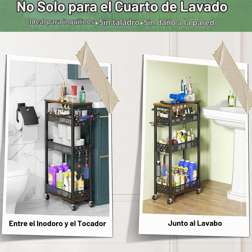 OKZEST - Carrito de organización delgado para lavandería con soport...