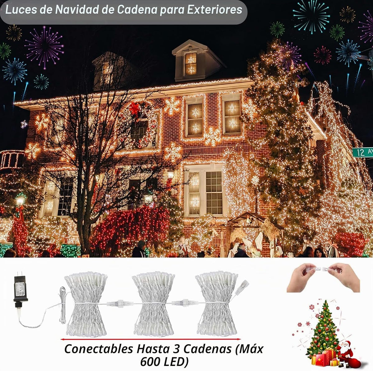 Luces de Navidad que cambian de color, 200 luces LED de 35 colores...