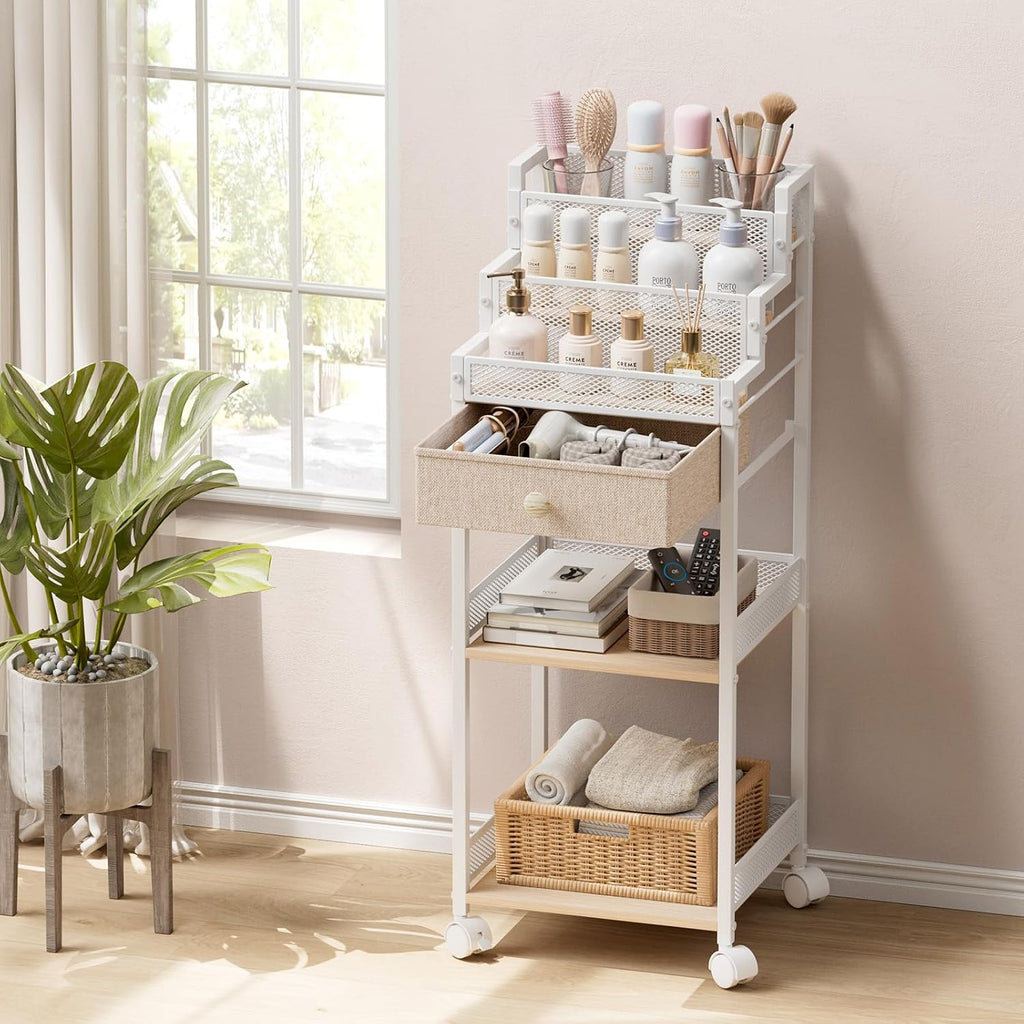 Plaviya Almacenamiento y organizador de baño con cajón, carrito de...