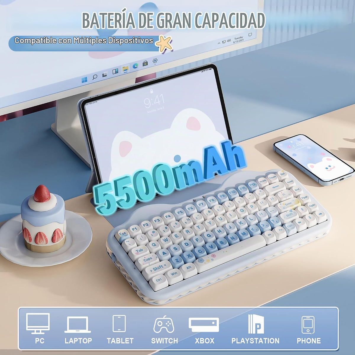 YUNZII Teclado mecánico inalámbrico C75, diseño del 75%, NKRO inter...