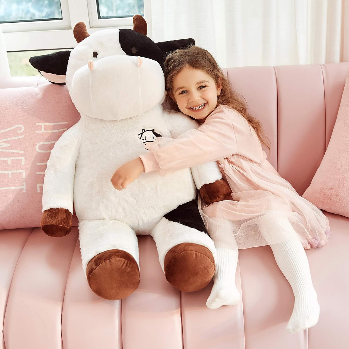IKASA Peluche de vaca gigante de 30 pulgadas, súper suave, sin crem...