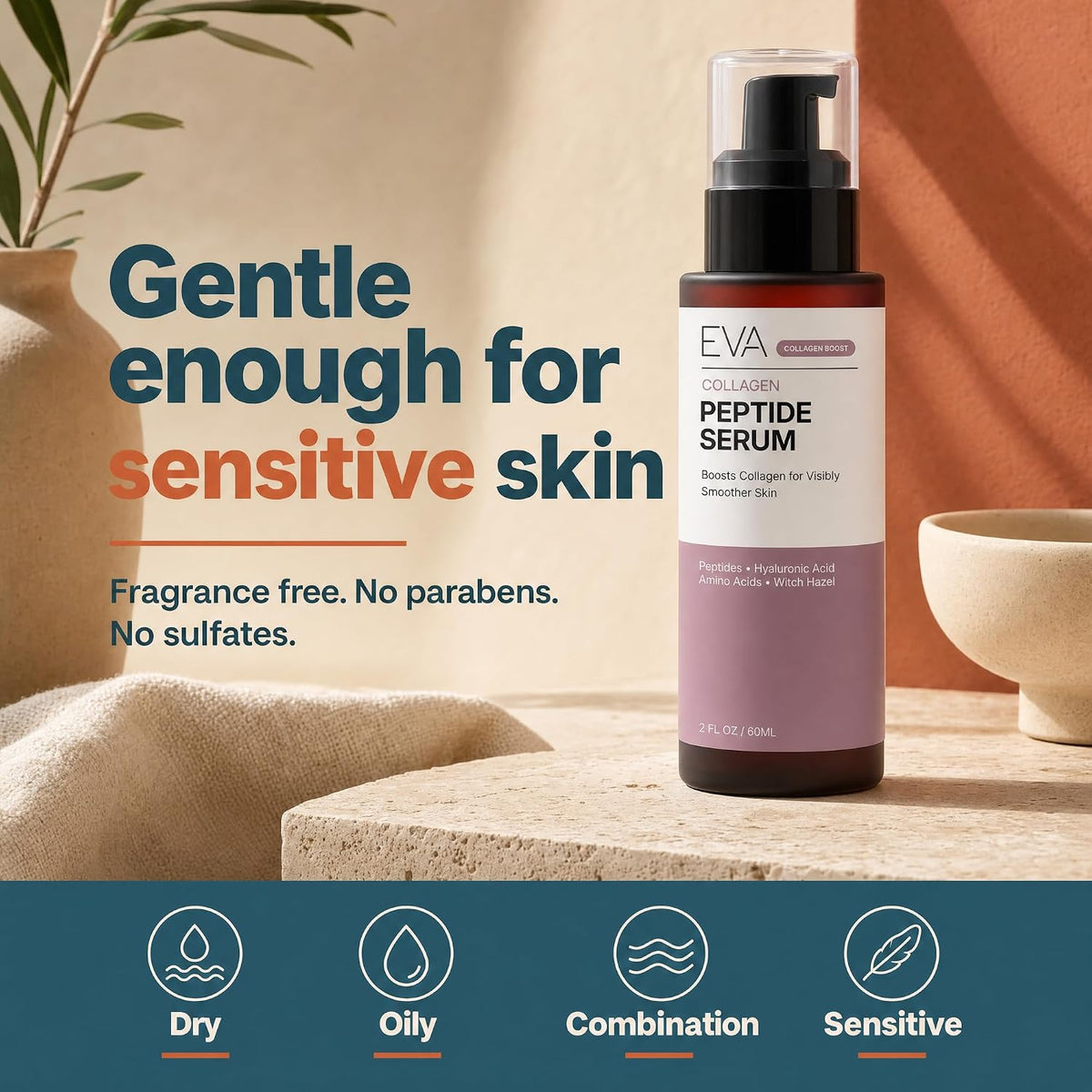 Peptide Complex Serum por Eva Naturals (2 onzas) El mejor serum fac...