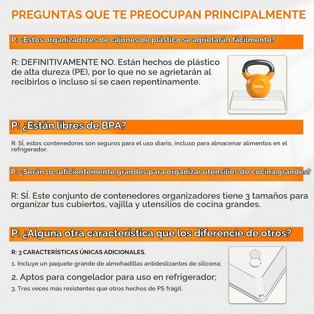 Criusia Paquete de 8 organizadores de cajones para utensilios de co...