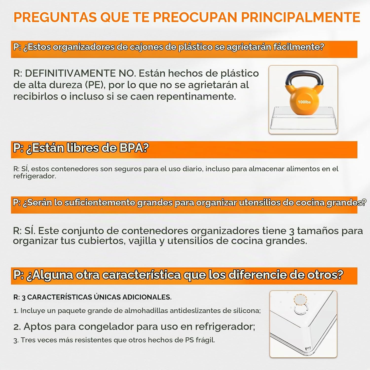 Criusia Paquete de 8 organizadores de cajones para utensilios de co...