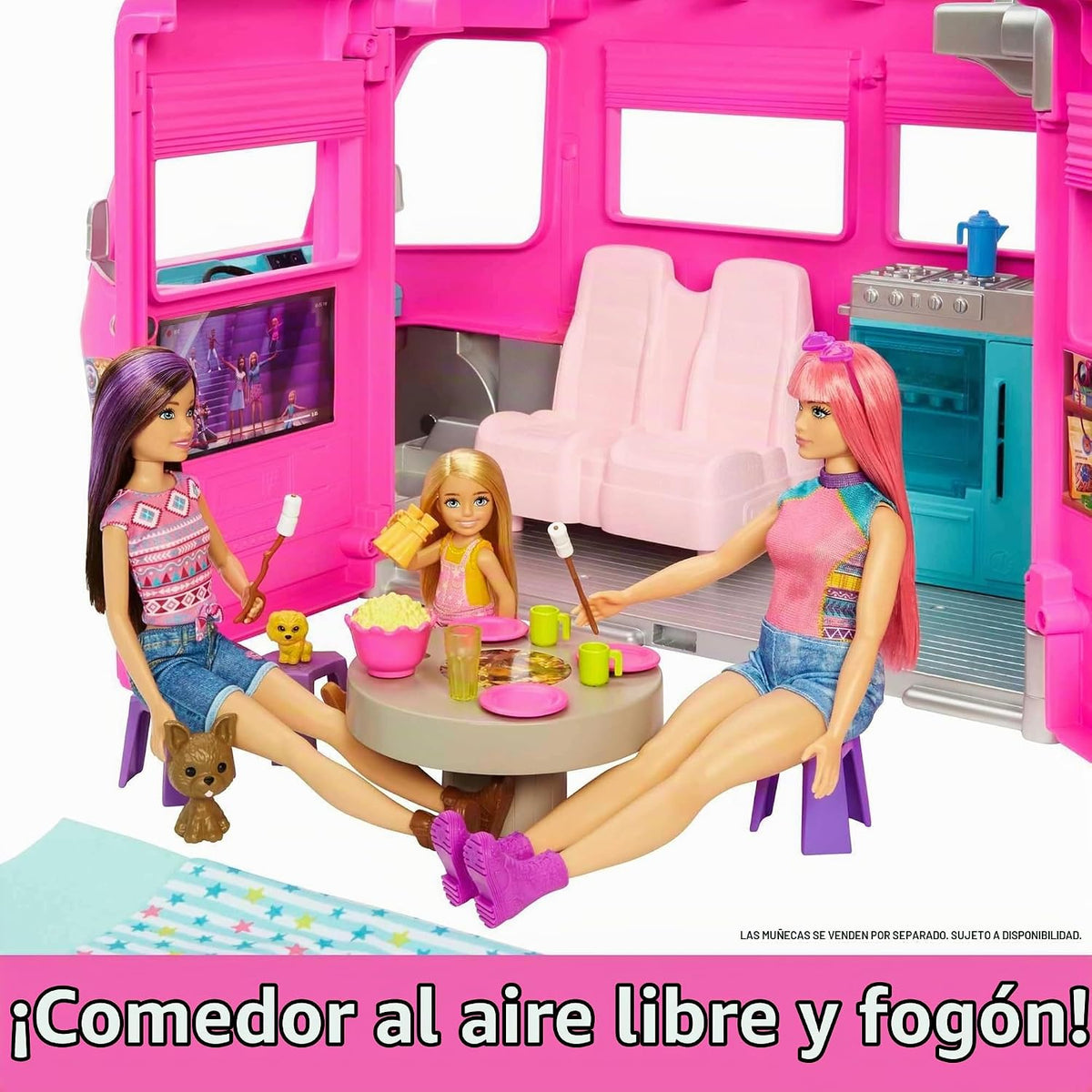 Barbie DreamCamper Juego y accesorios para acampar | Incluye tobogá...