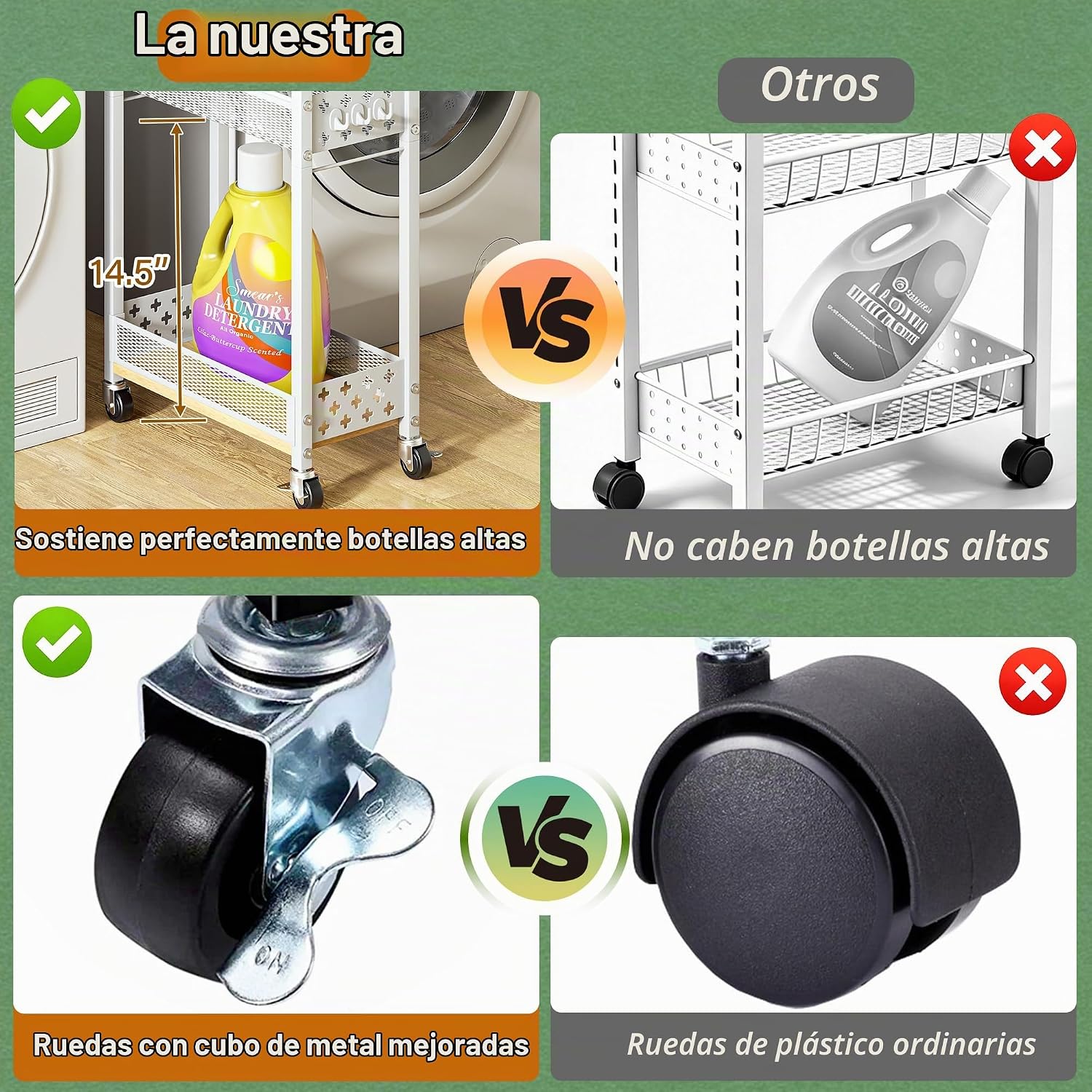 OKZEST Carrito de almacenamiento delgado y rodante, carrito de orga...
