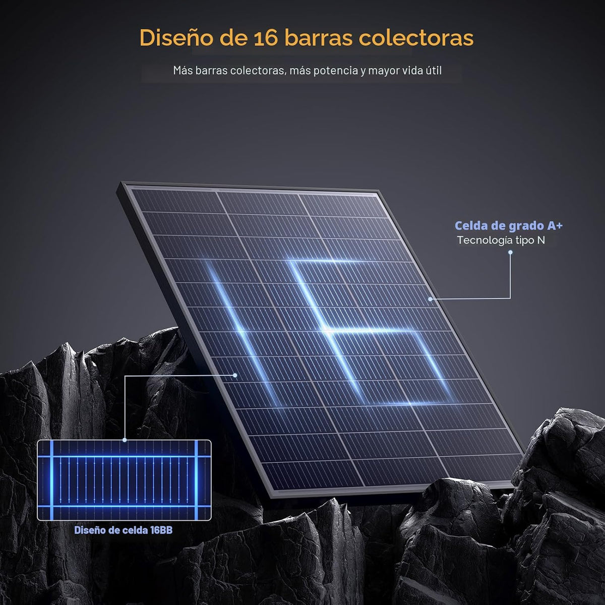 Callsun N-tipo 16BB panel solar de 400 vatios, 4×100W paneles solar...