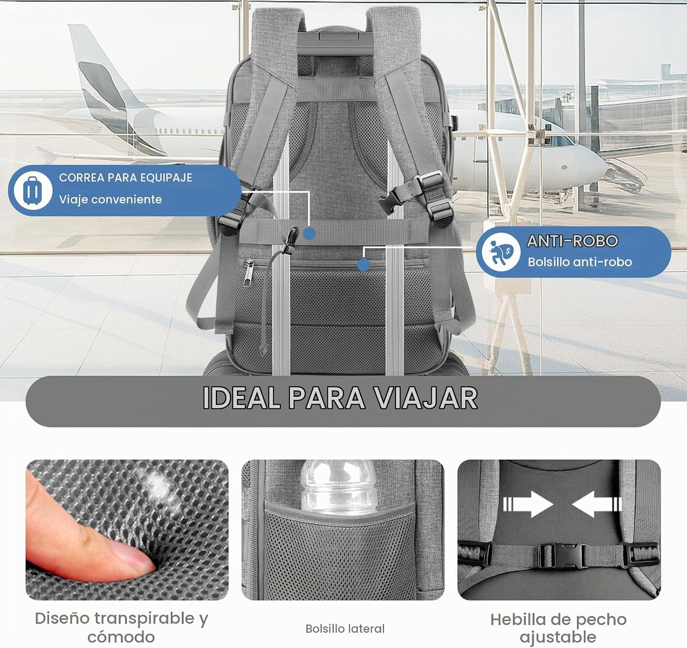 Sirmaeed Mochila de mano para hombre, apta para viajes, se adapta a...
