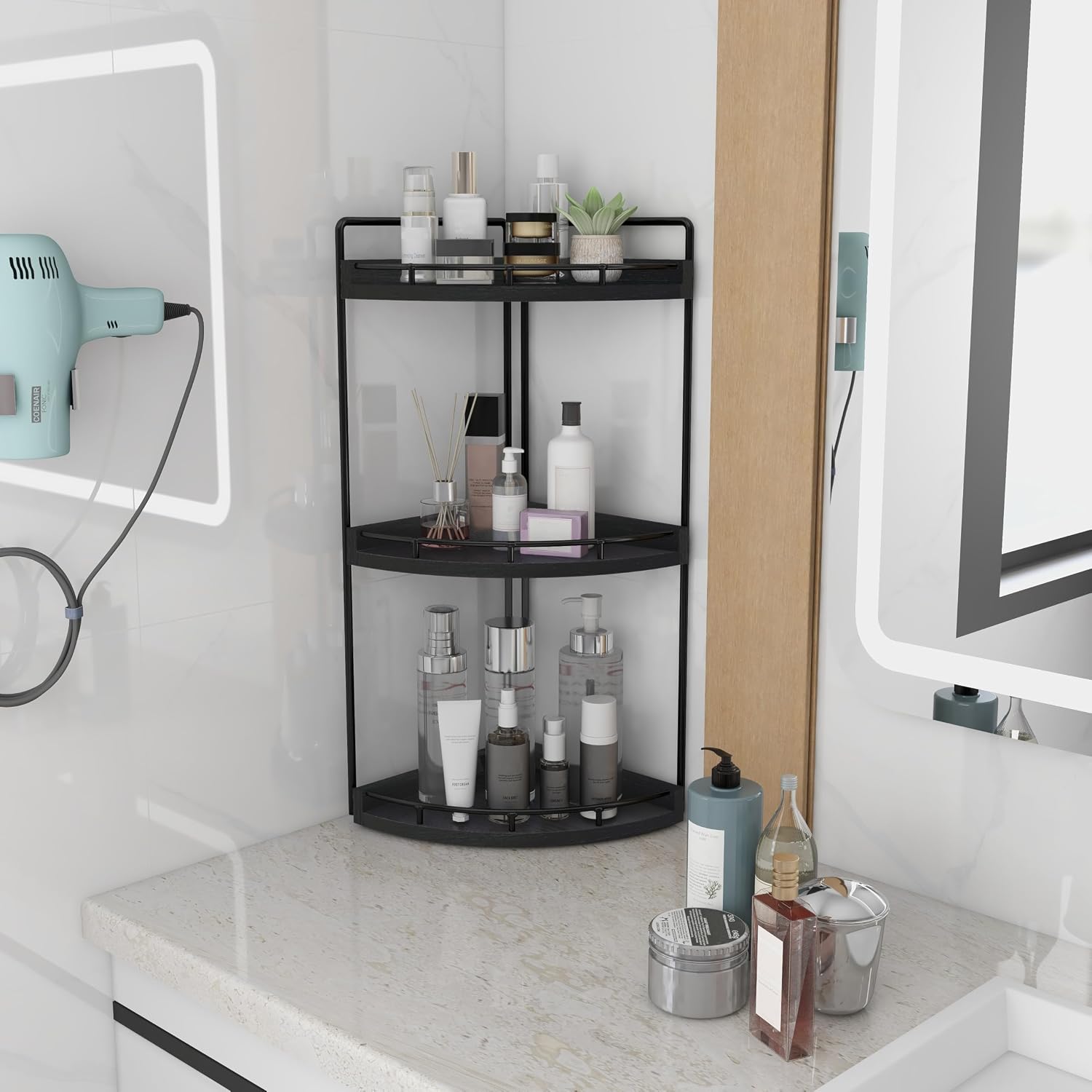Dorhors Organizador de baño esquinero de 3 niveles para almacenamie...