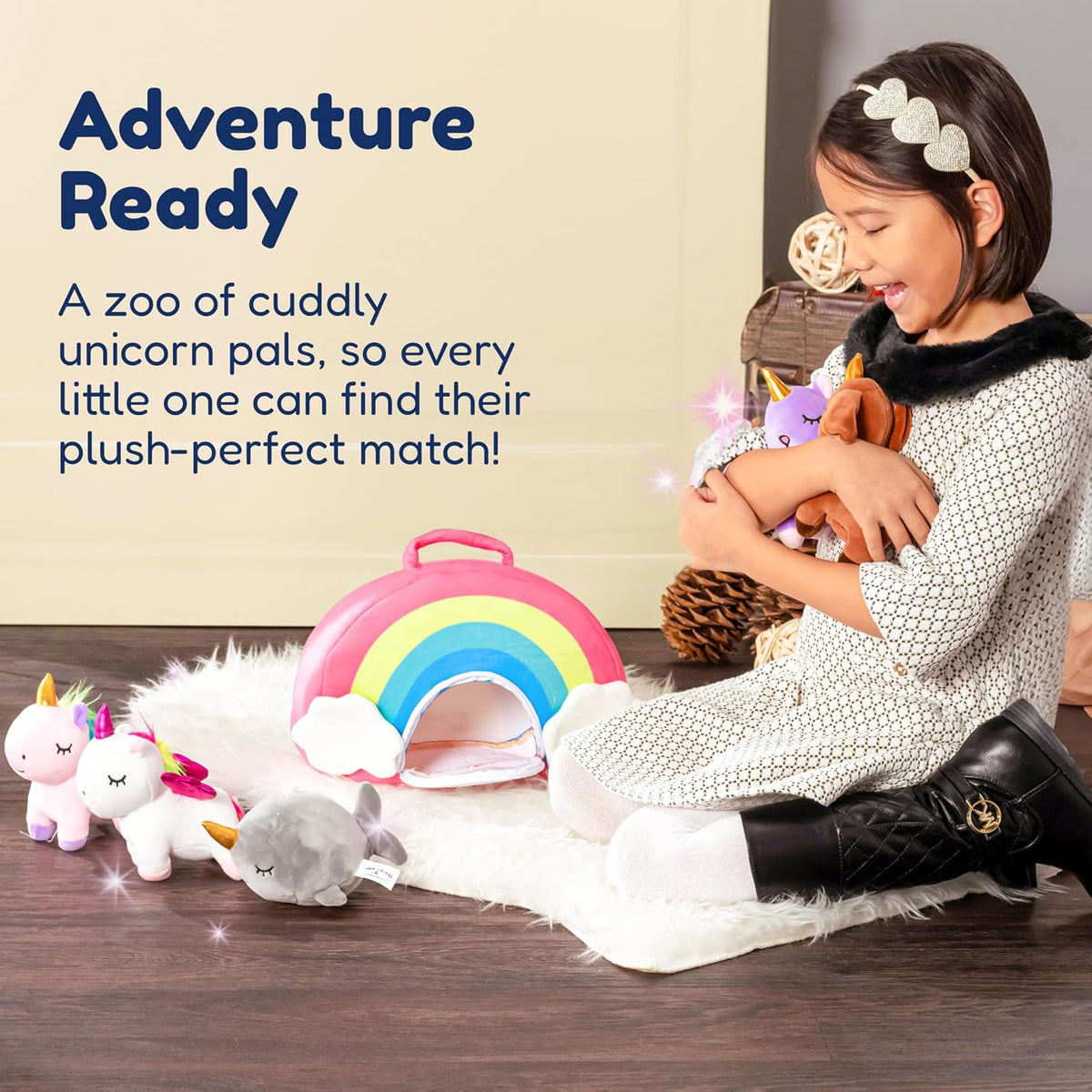 PixieCrush Juego de animales de peluche de unicornio, 5 juguetes de...