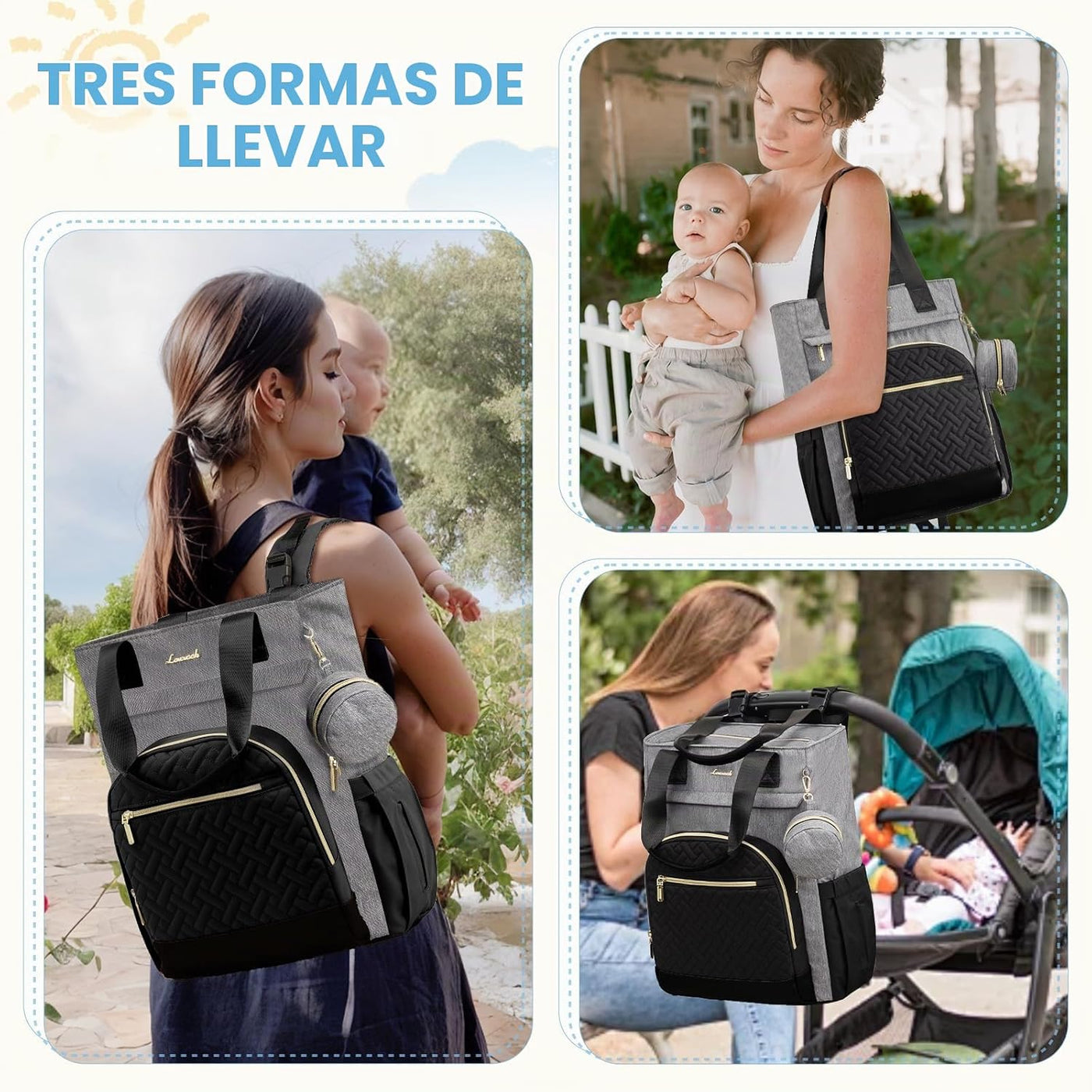 LOVEVOOK Mochila de Pañales, Bolsa de Bebé Portátil de Gran Capacid...
