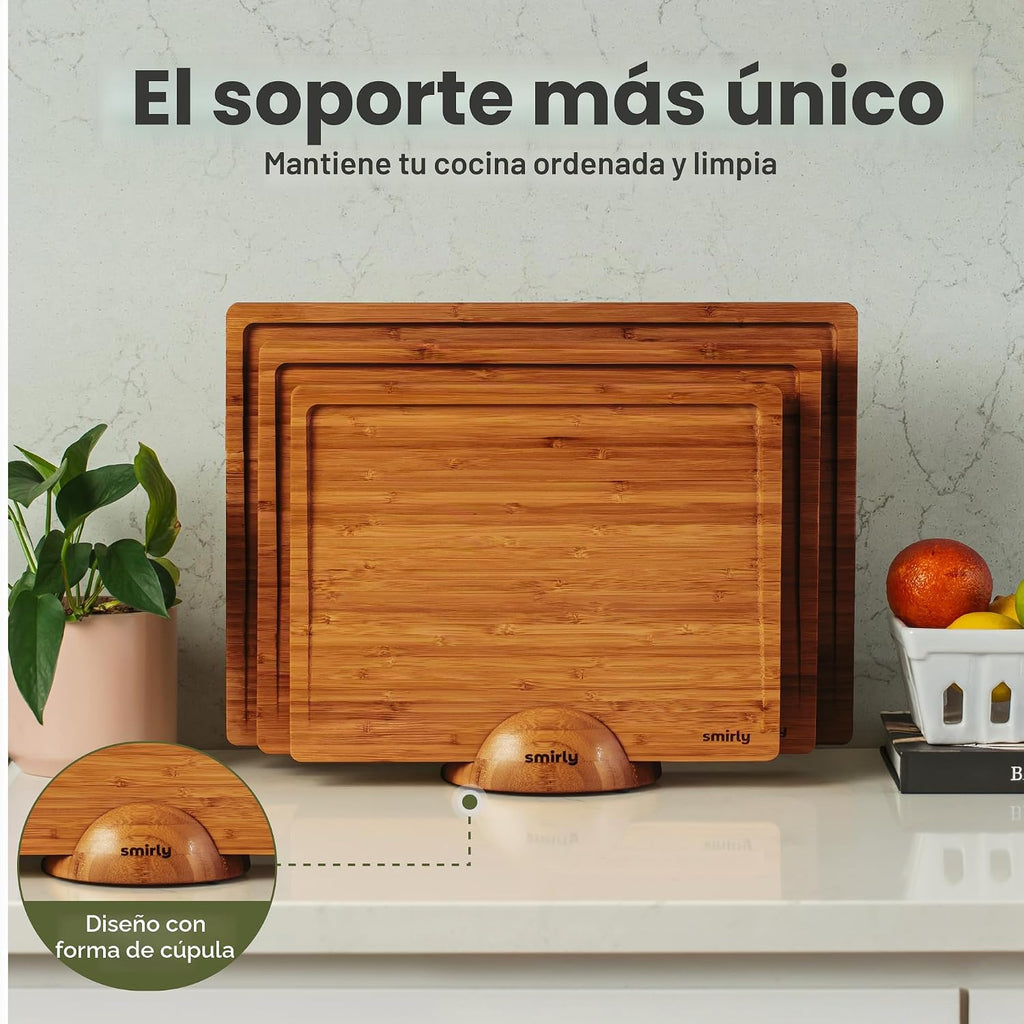 SMIRLY Tabla de cortar de madera para cocina, juego de tablas de co...