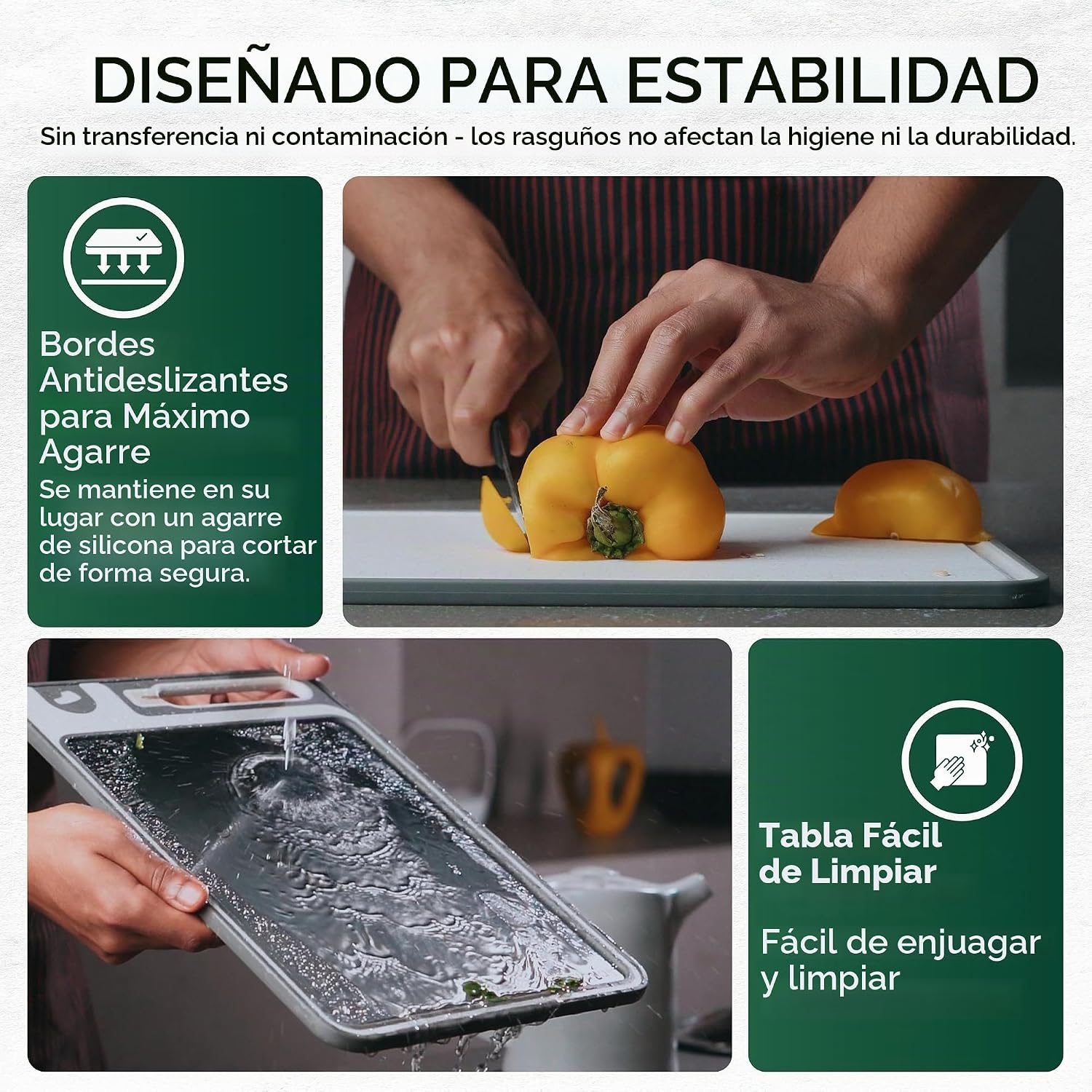 Tabla de cortar de acero inoxidable con afilador de cuchillos incor...