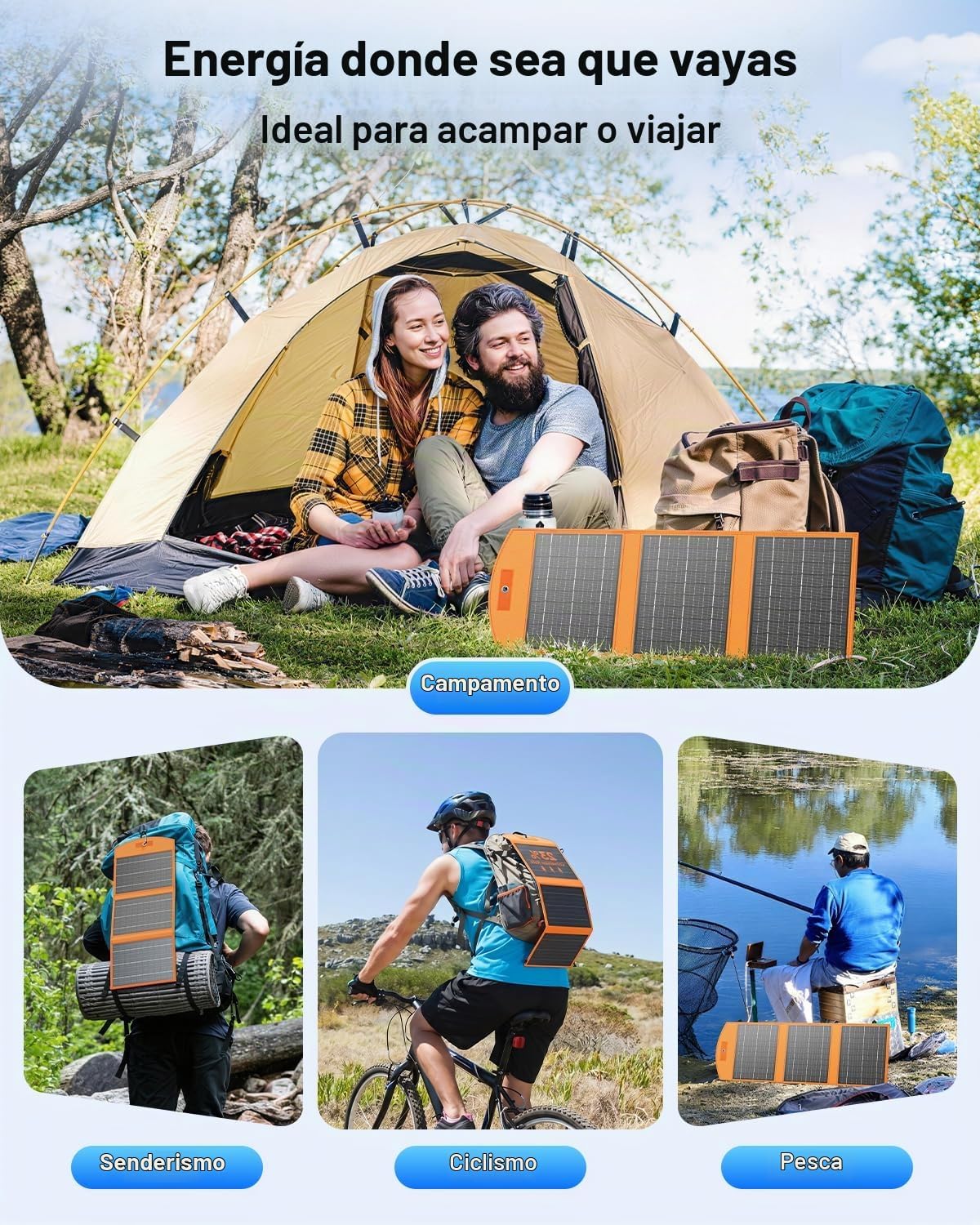 SOLUPUP Paneles Solares 30W Portátiles Plegables Cargador Solar con...