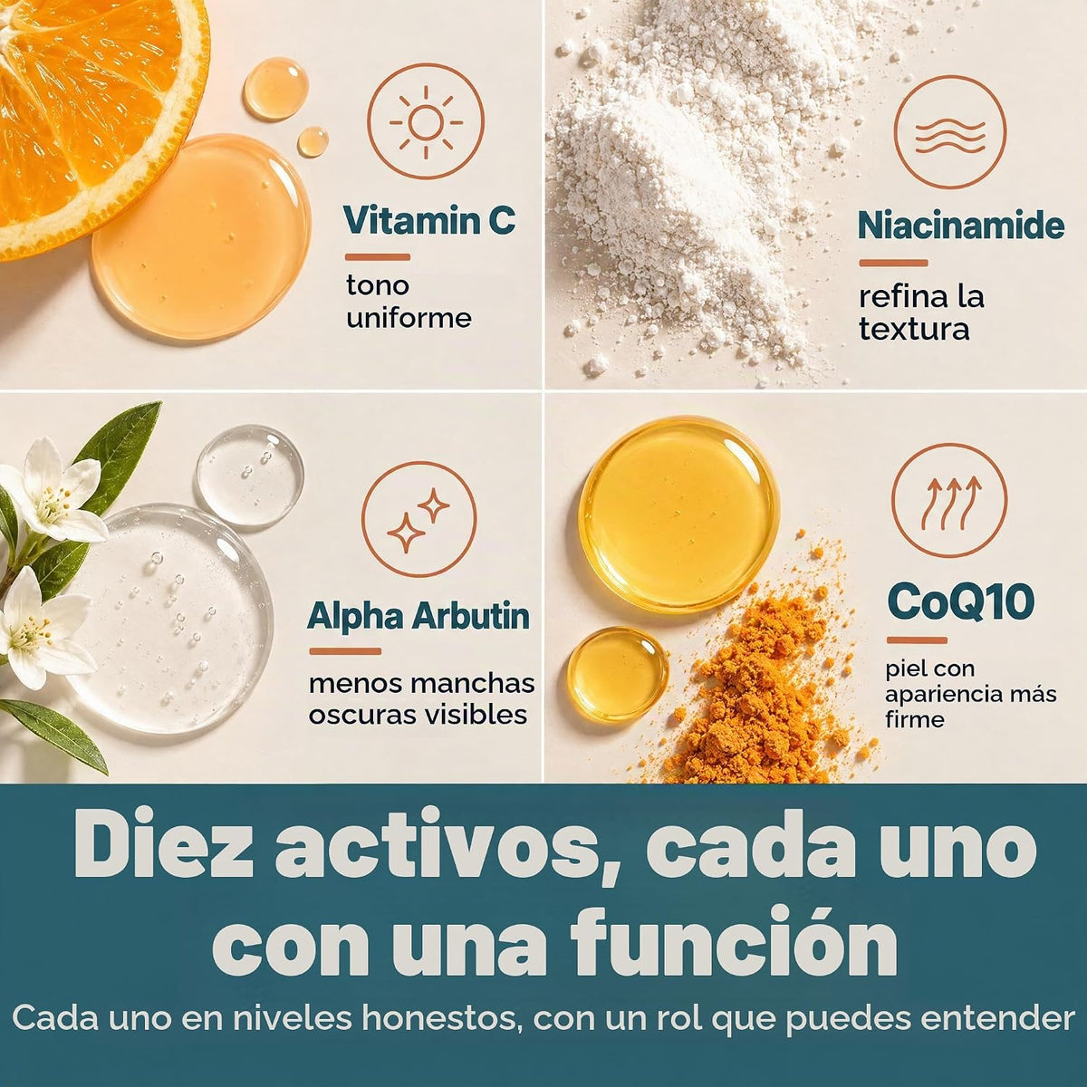 Eva Naturals Suero facial antienvejecimiento de 10 activos con vita...