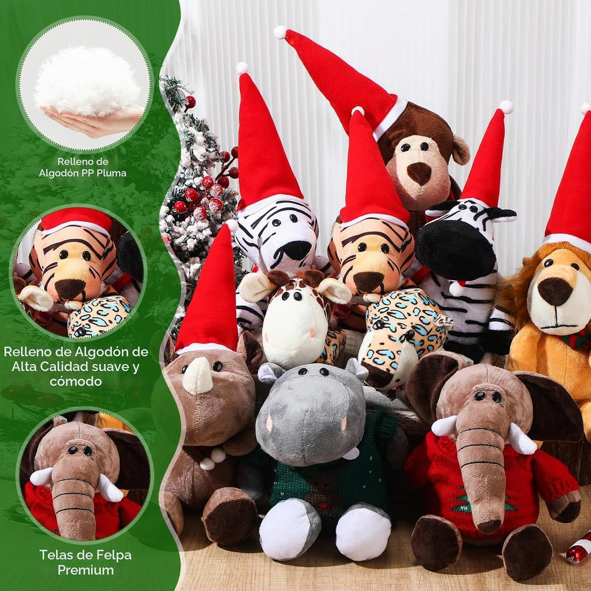 HyDren Juguetes de zoológico de peluche de animales de safari de 9...