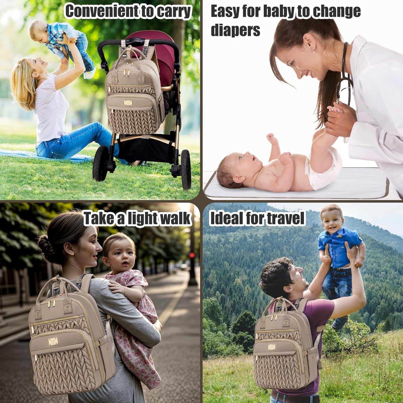 Tealari Mochila para pañales, elegante bolsa de pañales para bebé,...