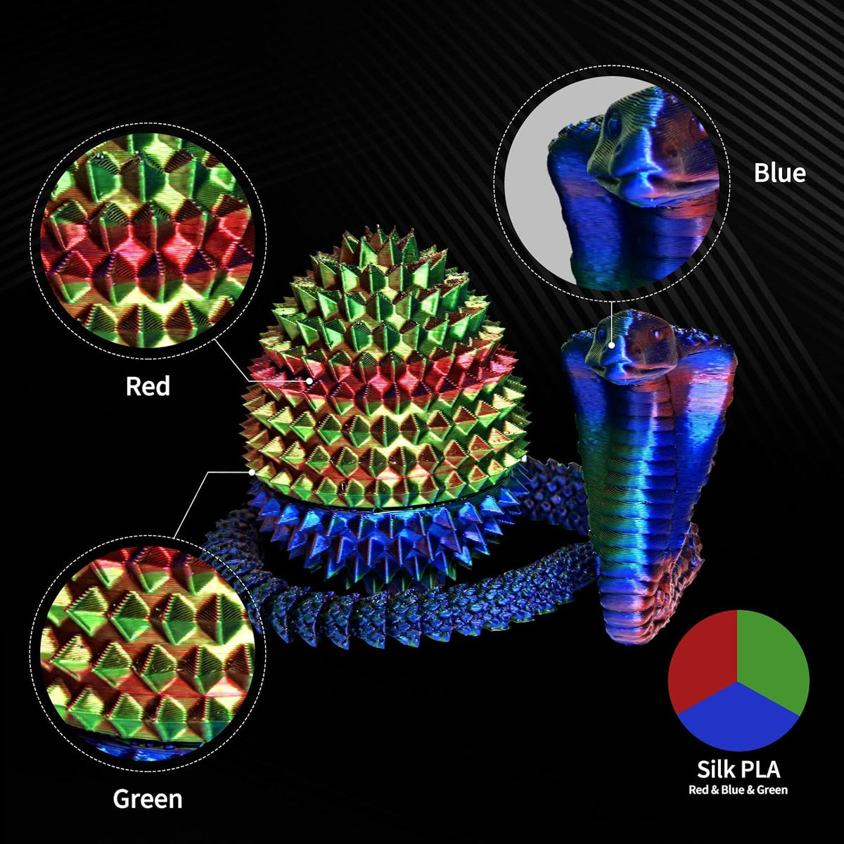 Filamento de ácido poliláctico tricolor de seda para impresora 3D,...