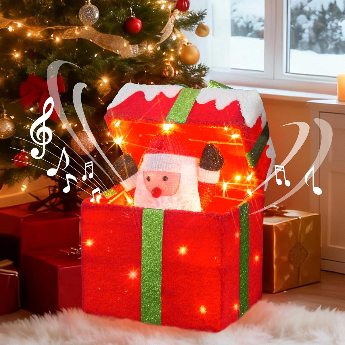 Decoraciones de Navidad para interiores Caja de regalo iluminada co...