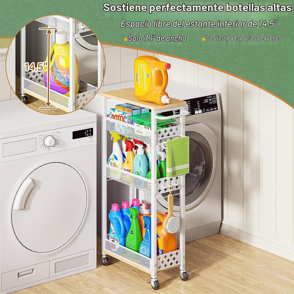 OKZEST Organizadores de baño delgados y carrito de almacenamiento c...