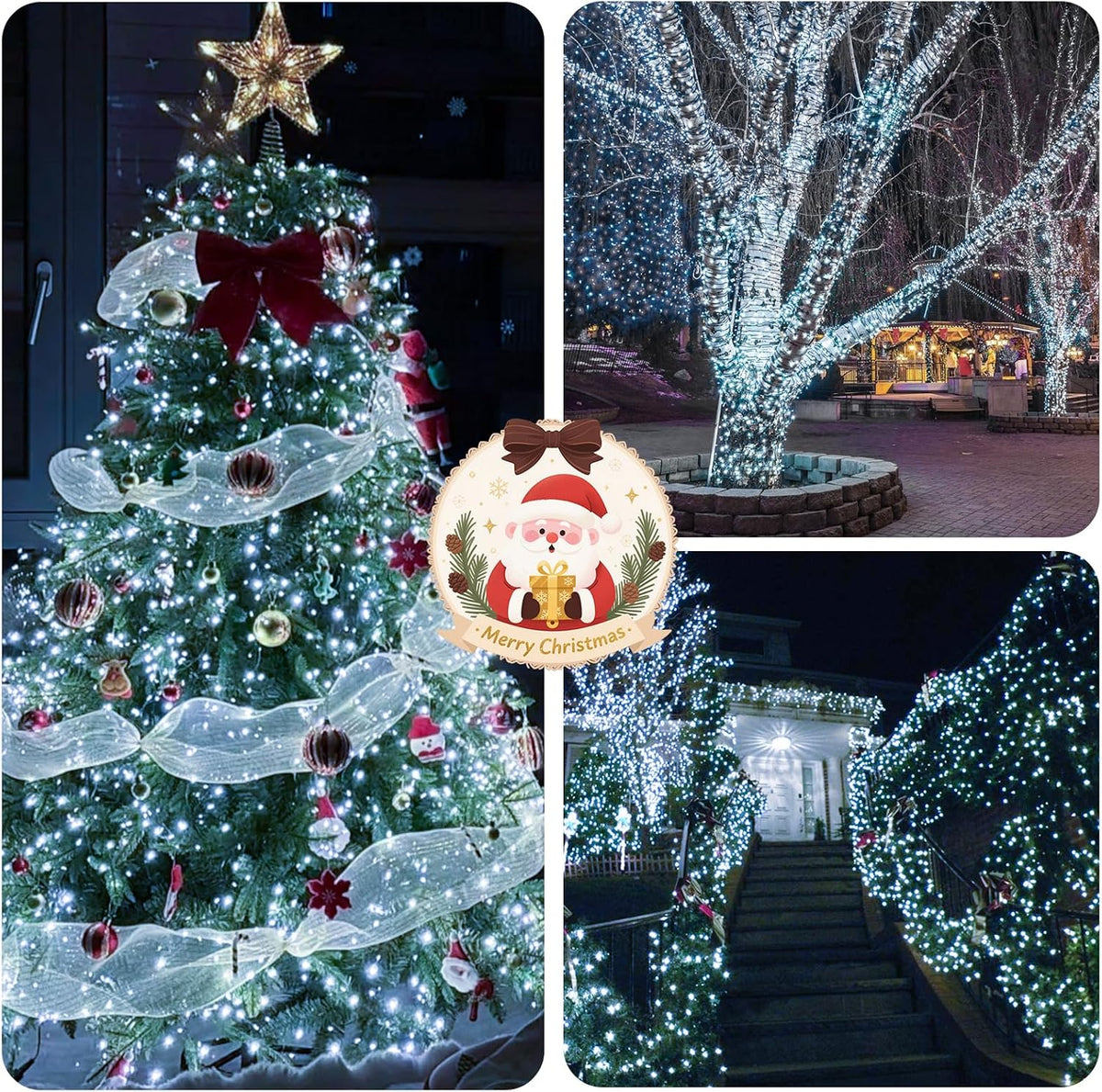 BHCLIGHT Luces de Navidad en racimo de 1500 LED de 75 pies con cont...