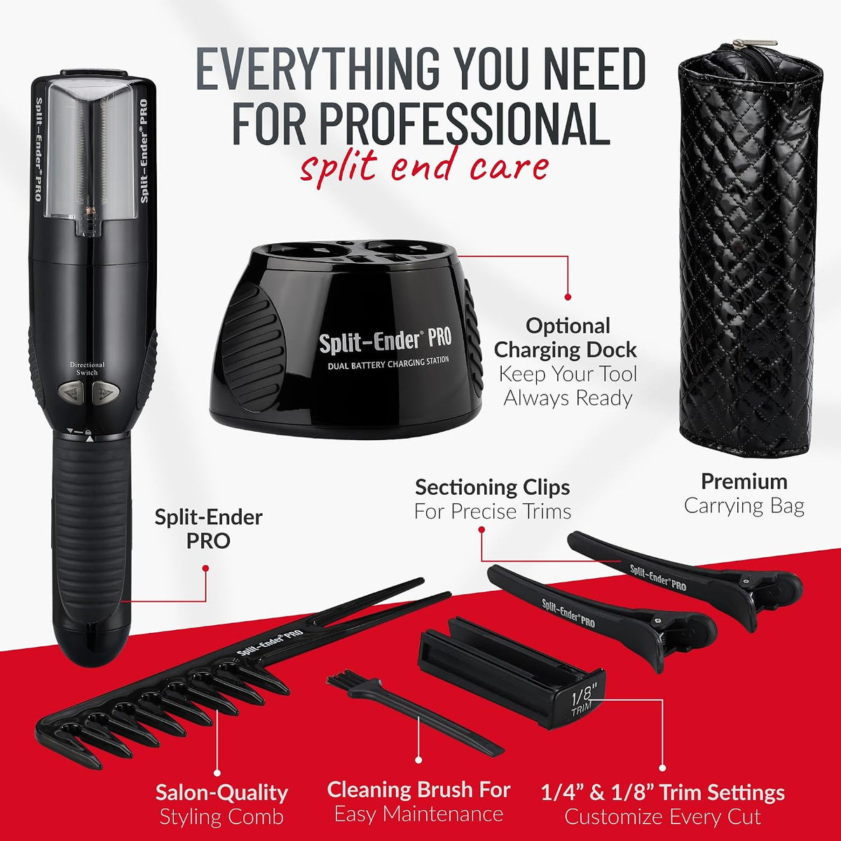 Split-Ender PRO - Recortador de cabello profesional con estación de...