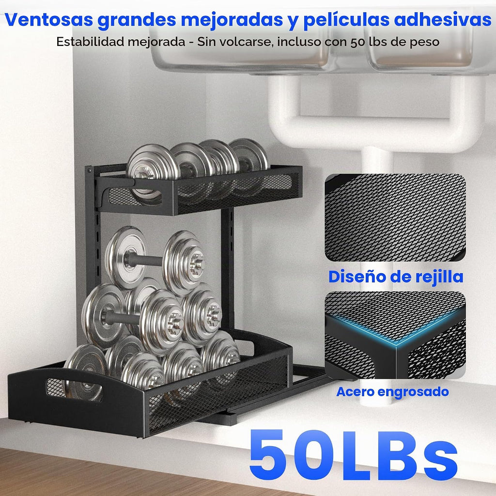 Petiza Organizador para debajo del fregadero, paquete de 2 organiza...